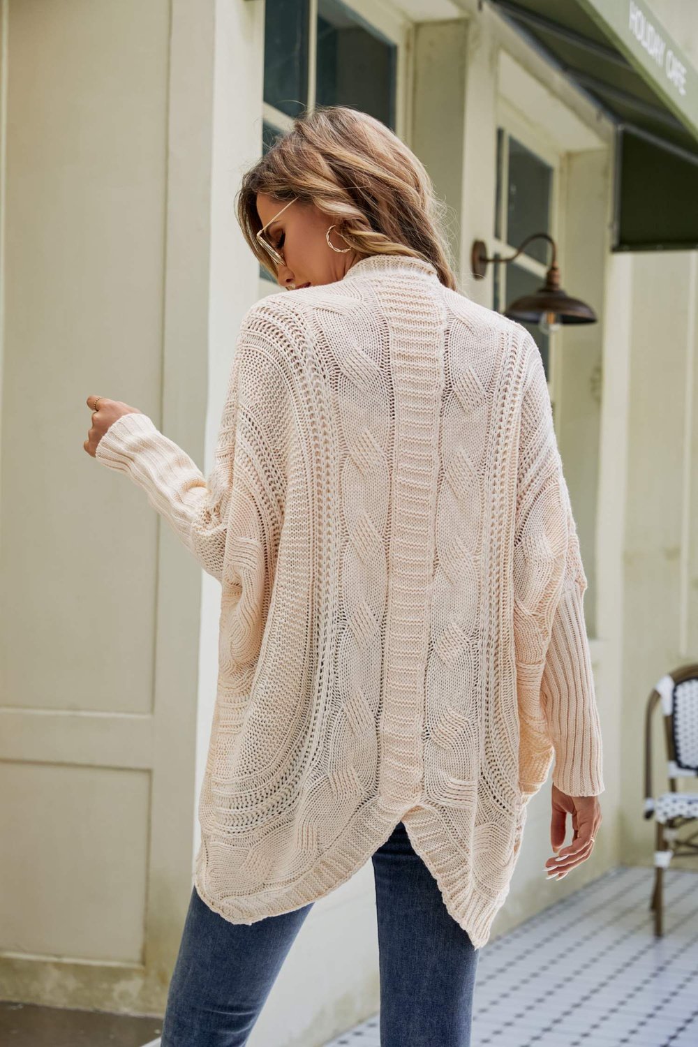 Stylé Cardigan Ouvert à Manches Dolman avec Mélange de Couleurs