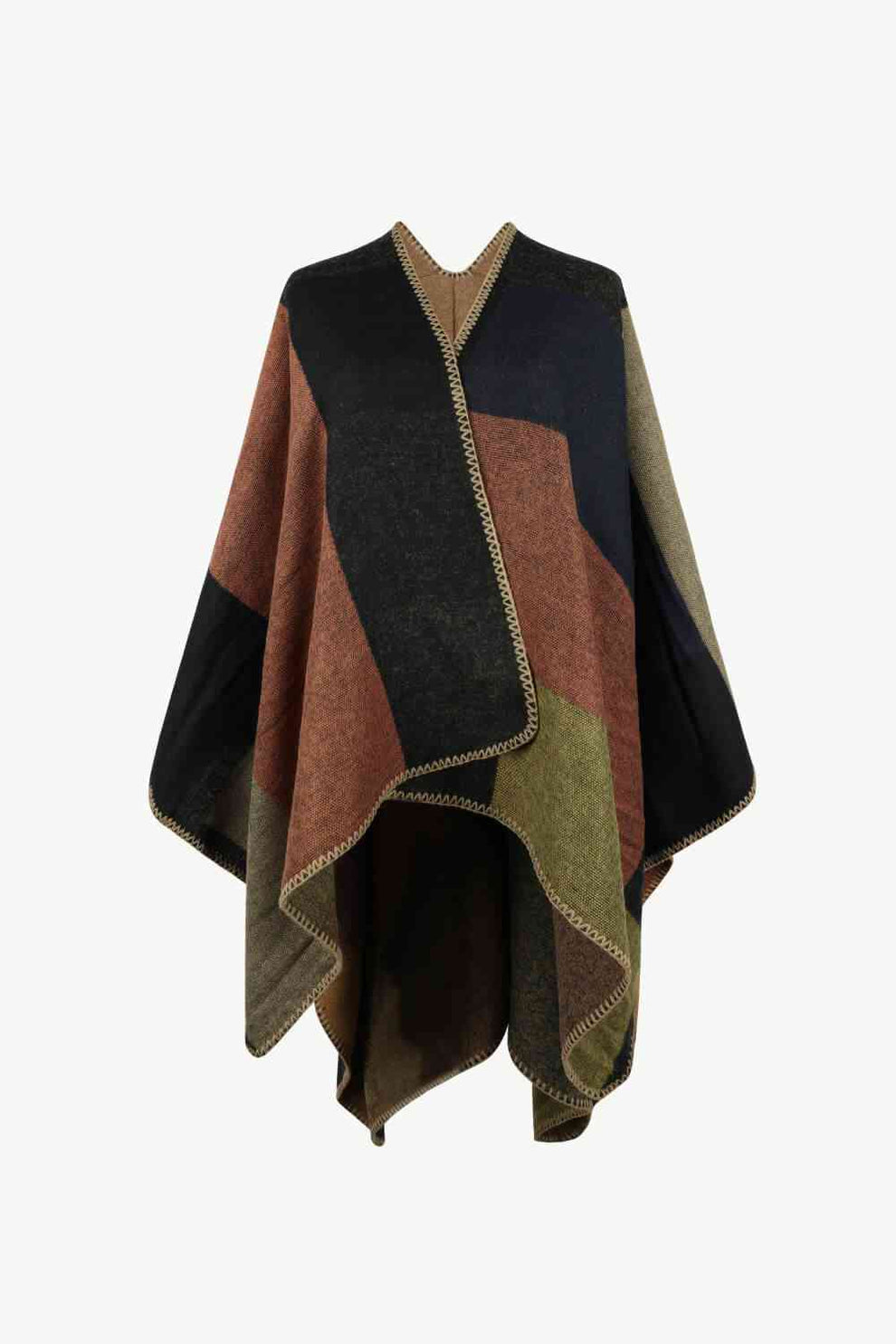 Poncho Ouvert à Rayures Colorées - Mode et Confort pour Toutes les Saisons